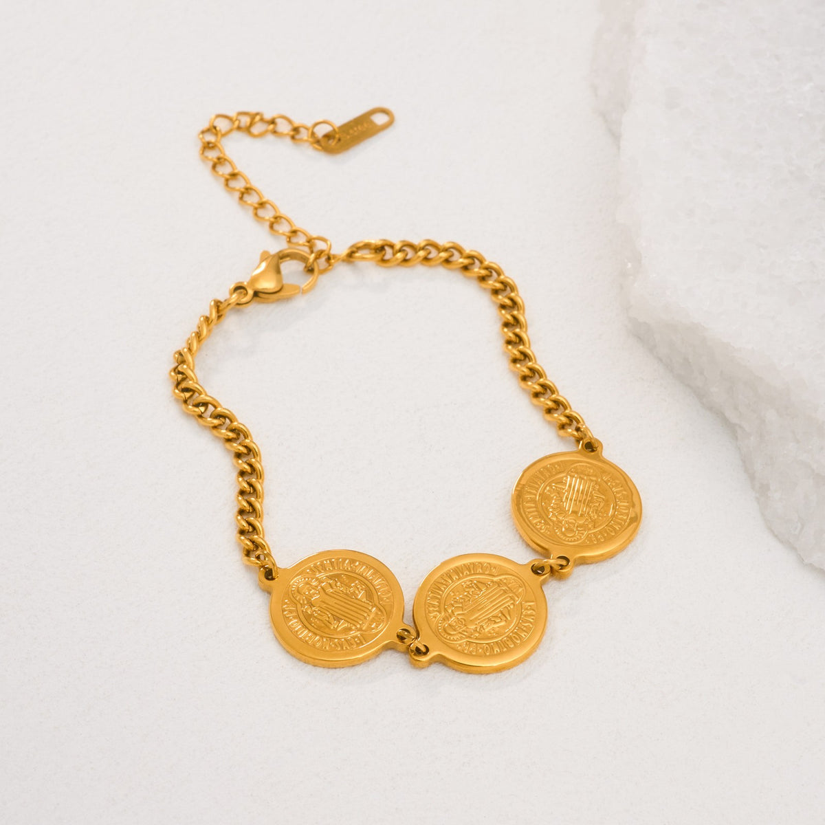 18k Boho Vintage Coin Link Bracelet