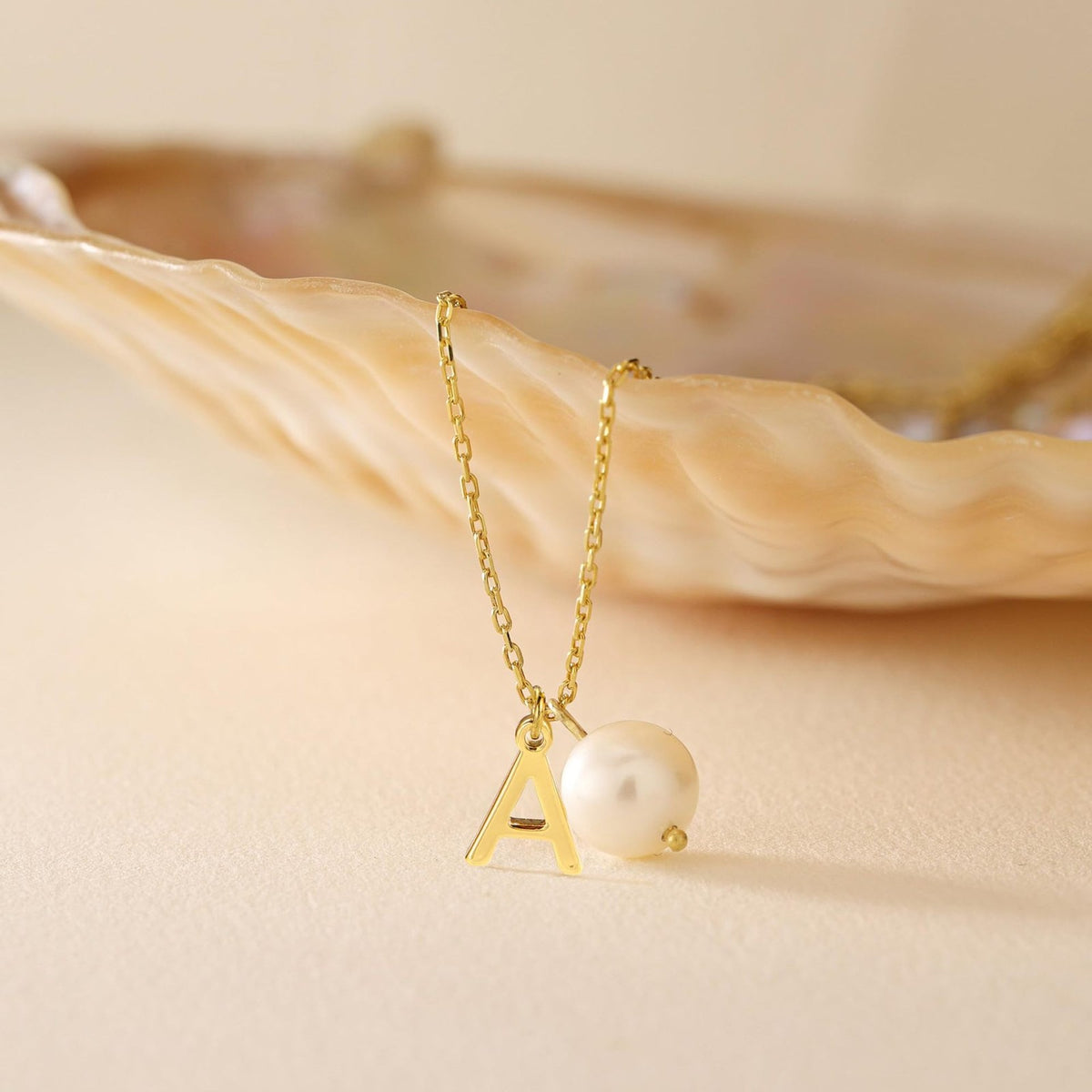 Dainty Pearl Accent Initial Necklace