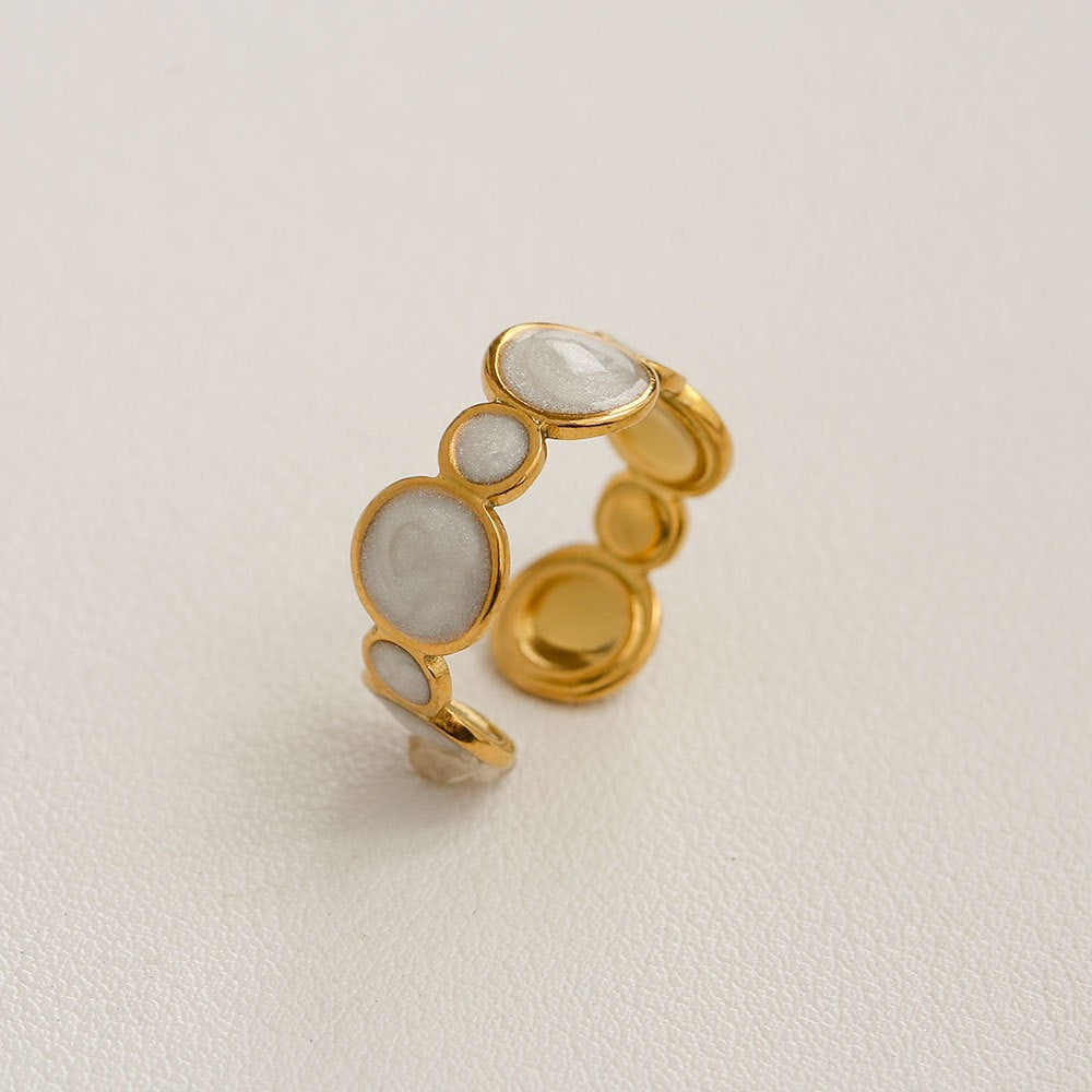Dainty White Inlay Adjustable Ring Set