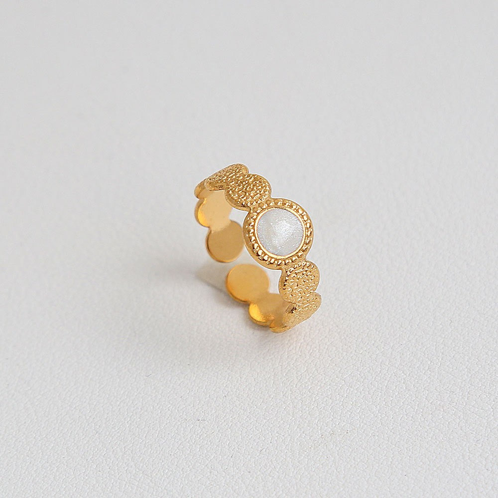 Dainty White Inlay Adjustable Ring Set