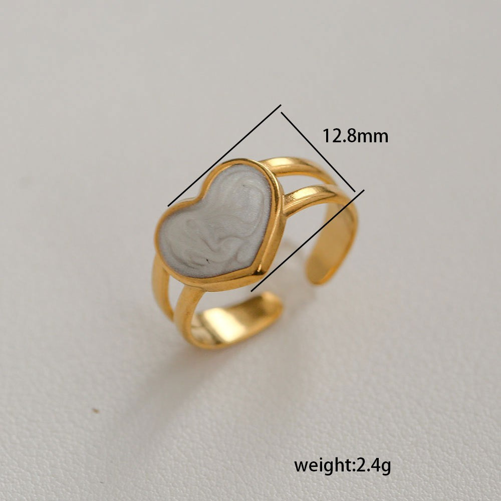 Dainty White Inlay Adjustable Ring Set