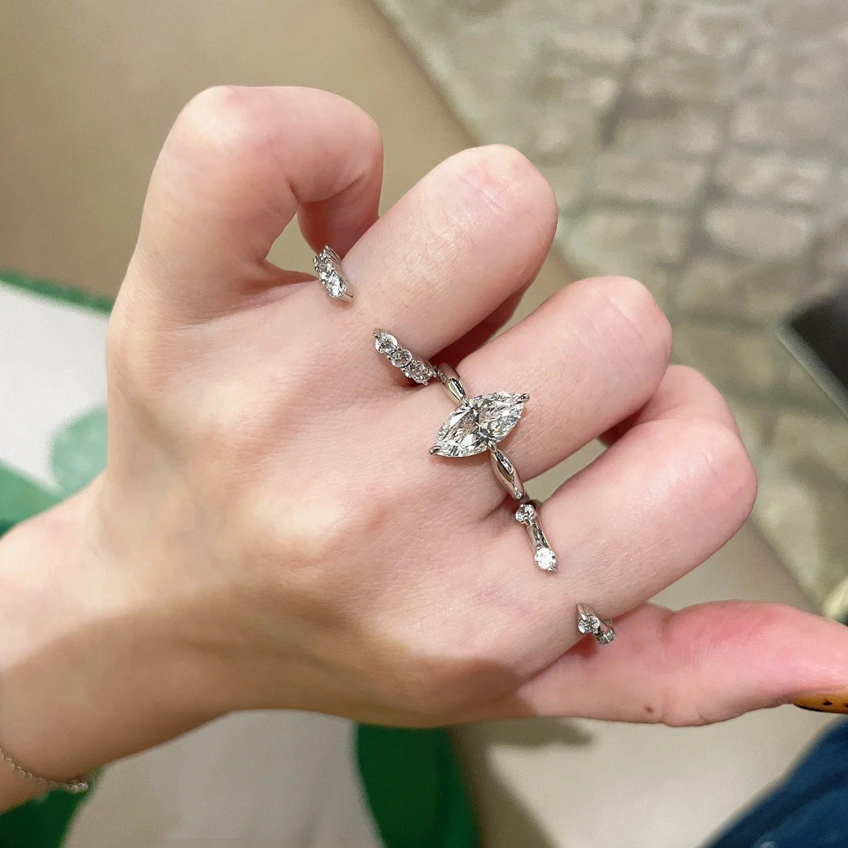 Elegant Marquise Stackable Ring Set