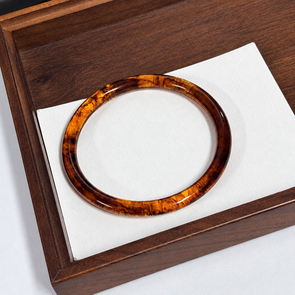 Classy Amber Marbled Resin Bangle Set