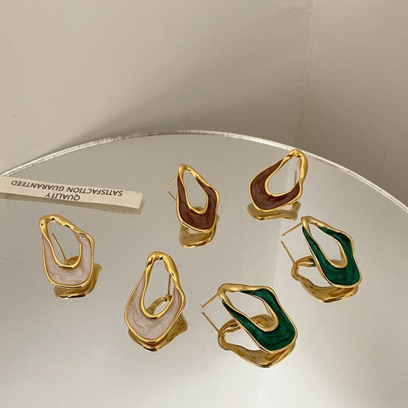 Classy White Irregular Geometric Earrings