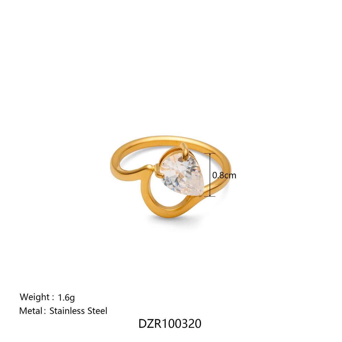 18k Dainty Geometric Zirconia Ring