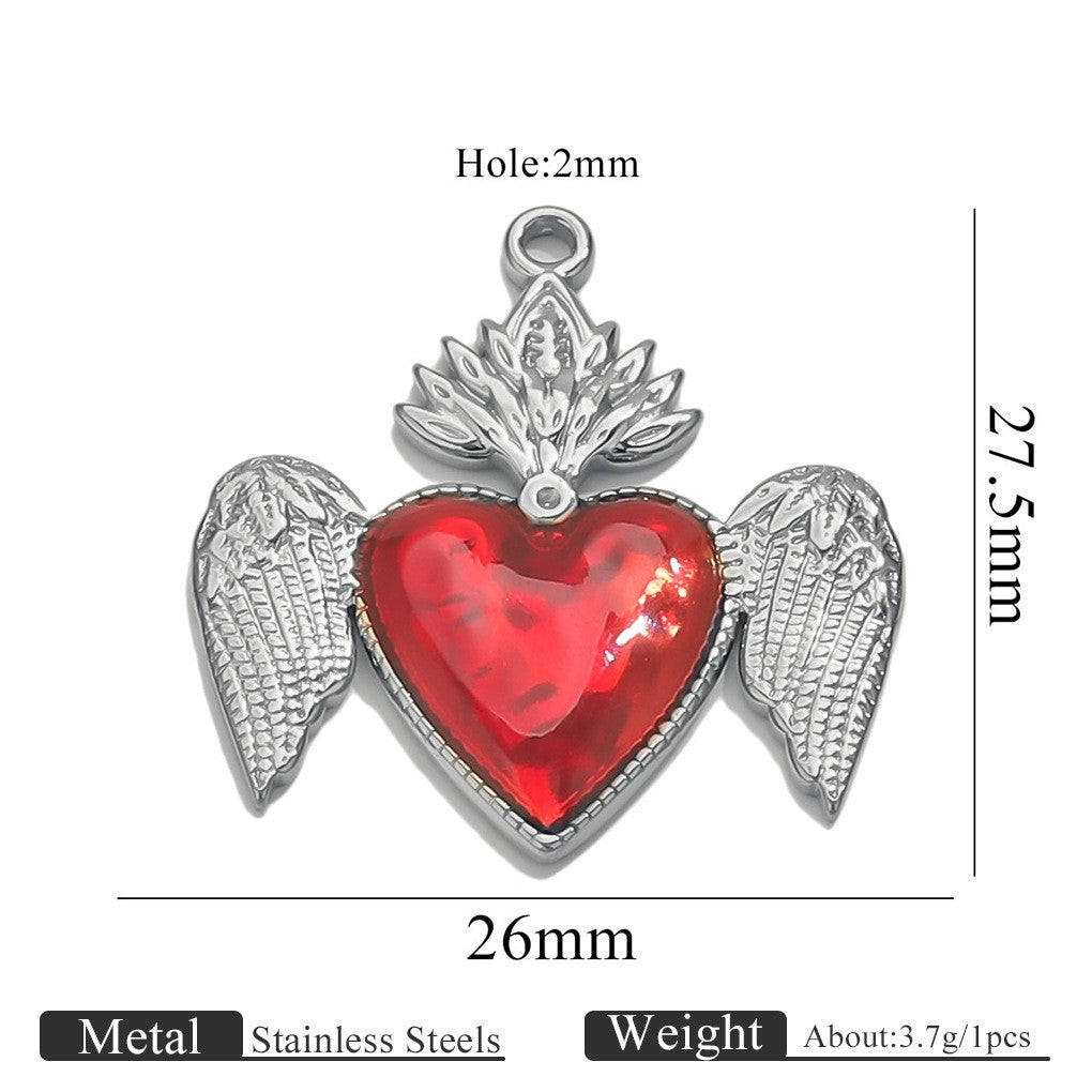 Romantic Winged Sacred Heart Pendant