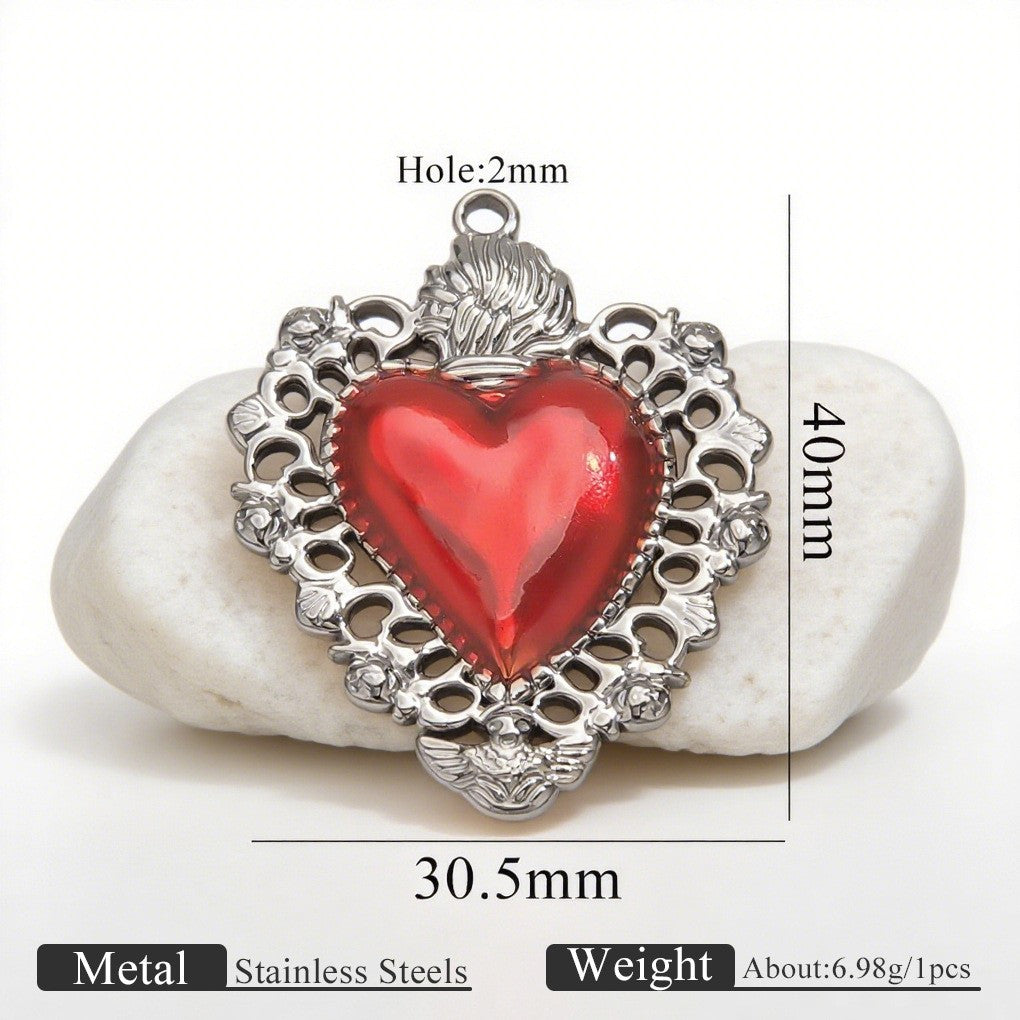 Romantic Winged Sacred Heart Pendant