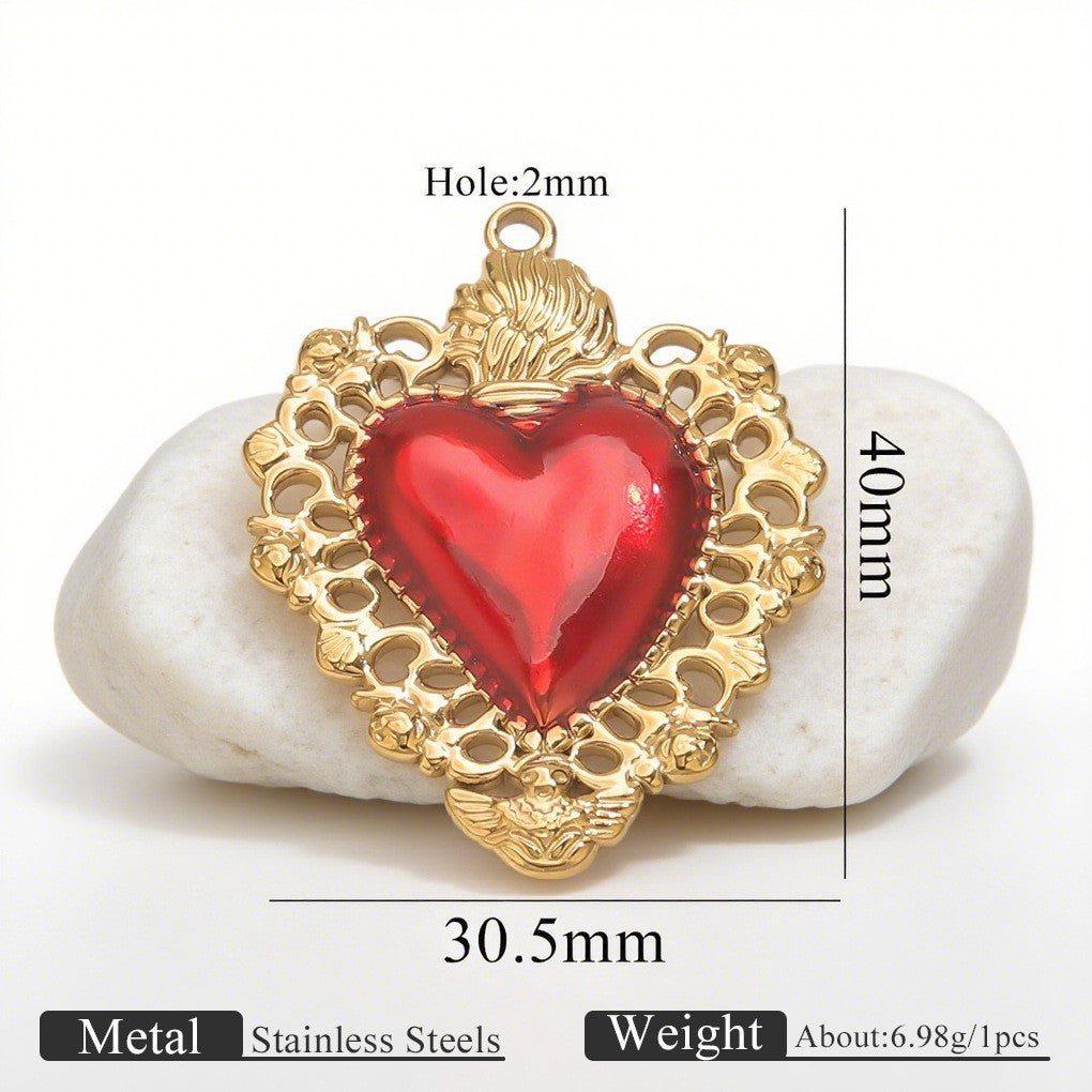 Romantic Winged Sacred Heart Pendant