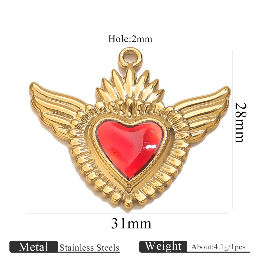 Romantic Winged Sacred Heart Pendant