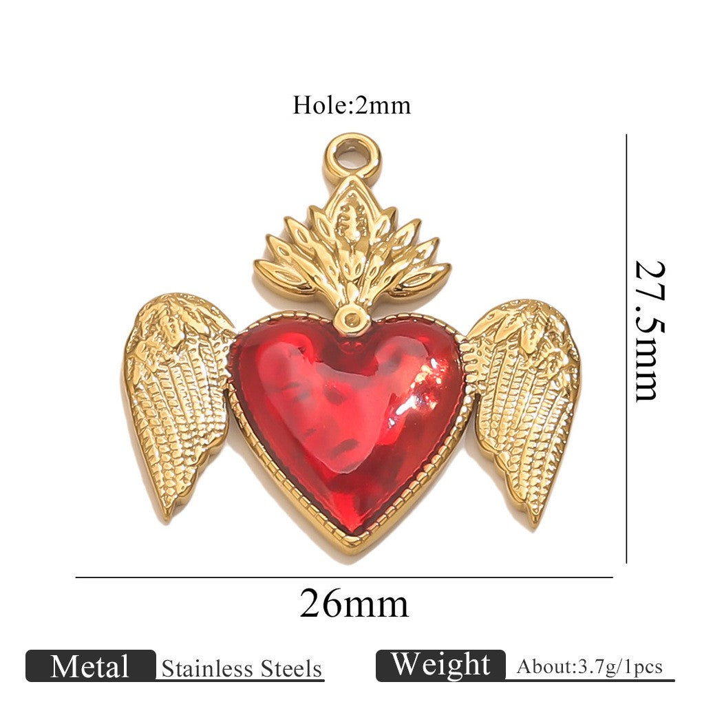 Romantic Winged Sacred Heart Pendant