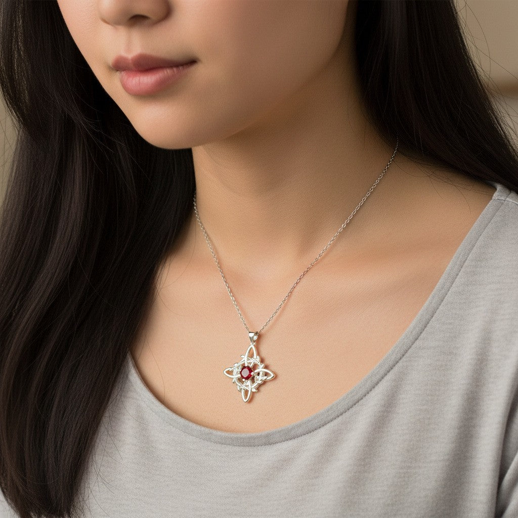 Romantic Woven Vine Gemstone Pendant
