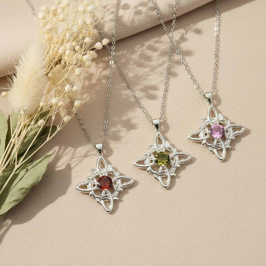 Romantic Woven Vine Gemstone Pendant