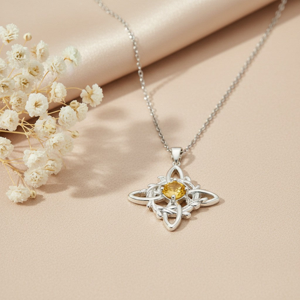 Romantic Woven Vine Gemstone Pendant