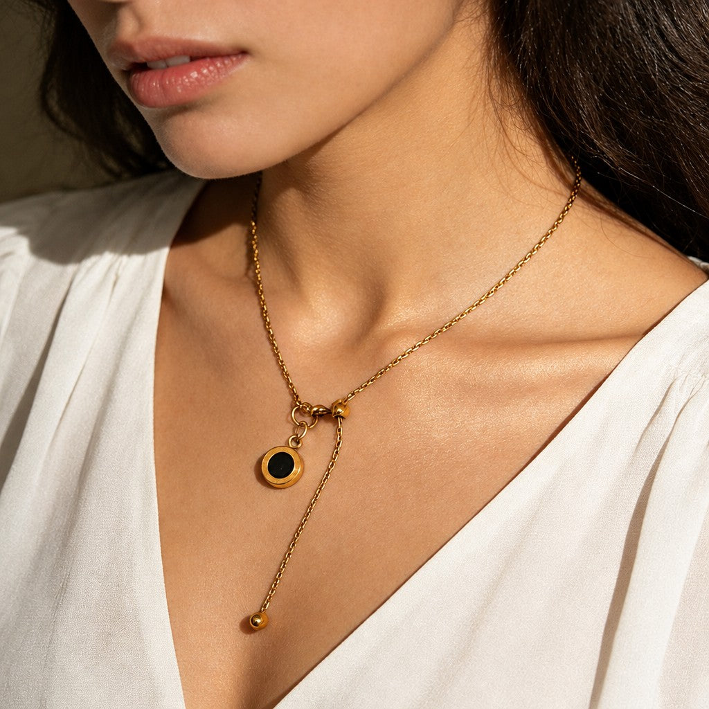 18k Dainty Roman Numeral Lariat Necklace