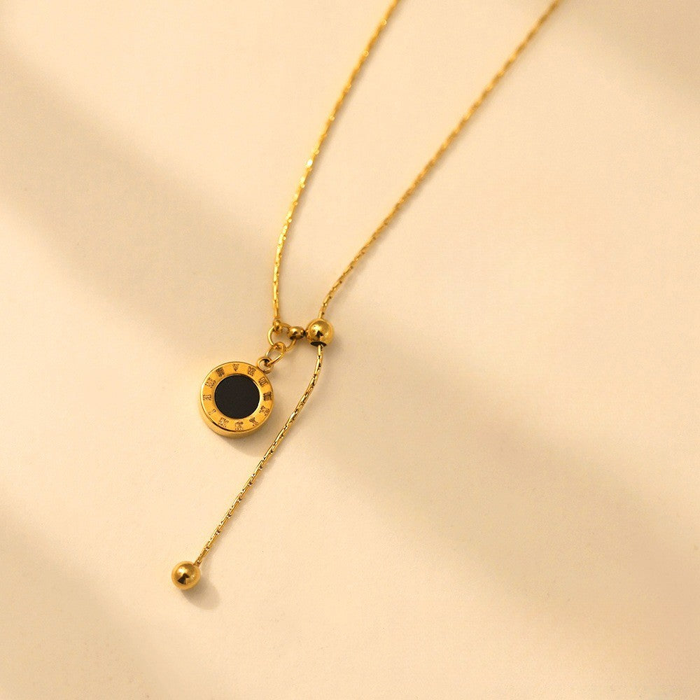 18k Dainty Roman Numeral Lariat Necklace