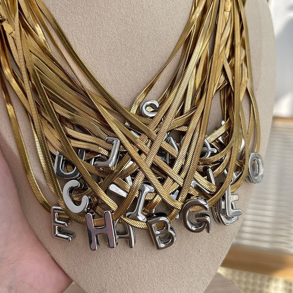 Dainty Letter Initial Snake Chain Necklace
