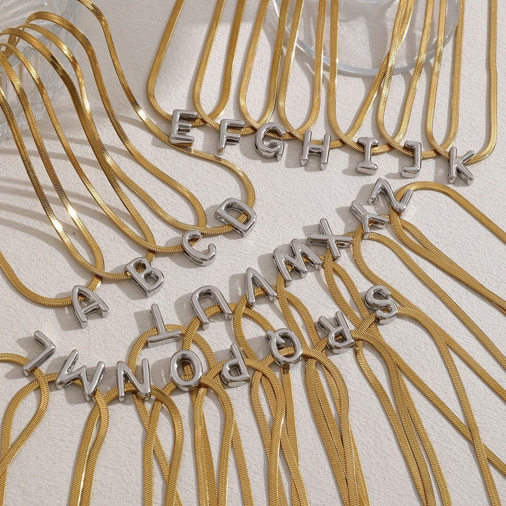 Dainty Letter Initial Snake Chain Necklace
