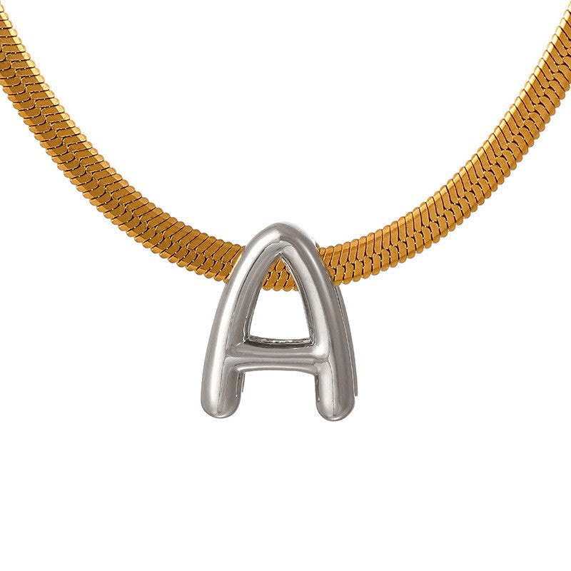 Dainty Letter Initial Snake Chain Necklace