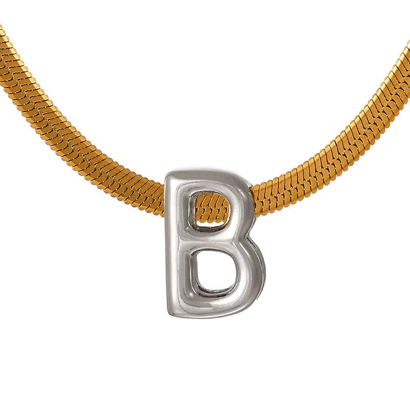Dainty Letter Initial Snake Chain Necklace