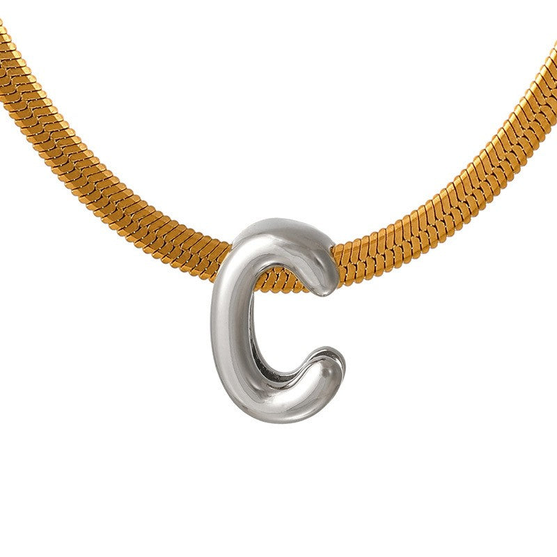 Dainty Letter Initial Snake Chain Necklace