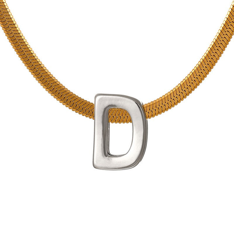 Dainty Letter Initial Snake Chain Necklace