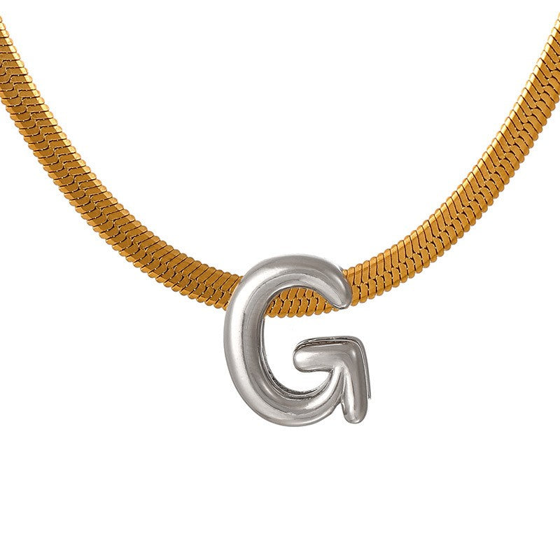 Dainty Letter Initial Snake Chain Necklace