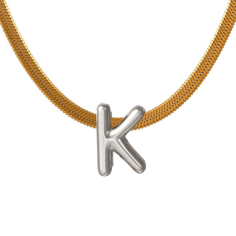 Dainty Letter Initial Snake Chain Necklace