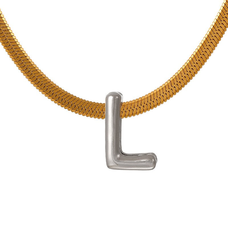 Dainty Letter Initial Snake Chain Necklace