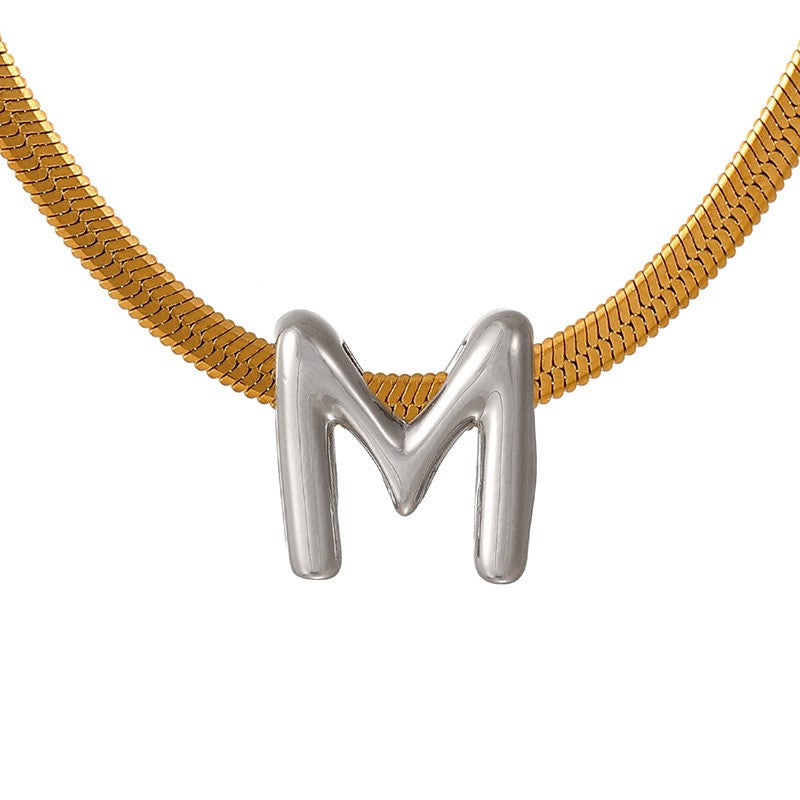 Dainty Letter Initial Snake Chain Necklace
