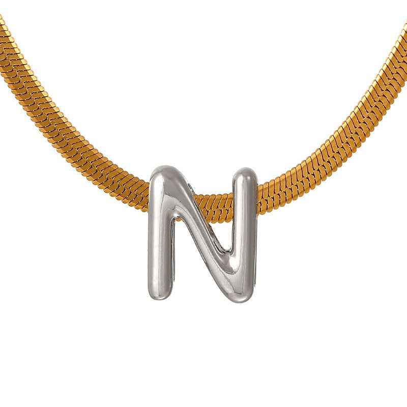 Dainty Letter Initial Snake Chain Necklace