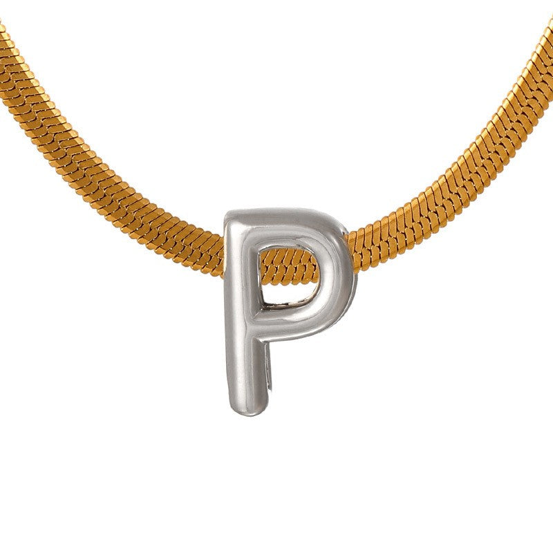 Dainty Letter Initial Snake Chain Necklace