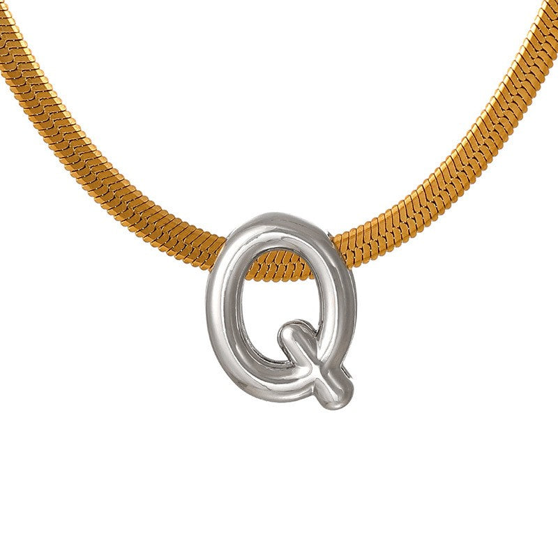 Dainty Letter Initial Snake Chain Necklace
