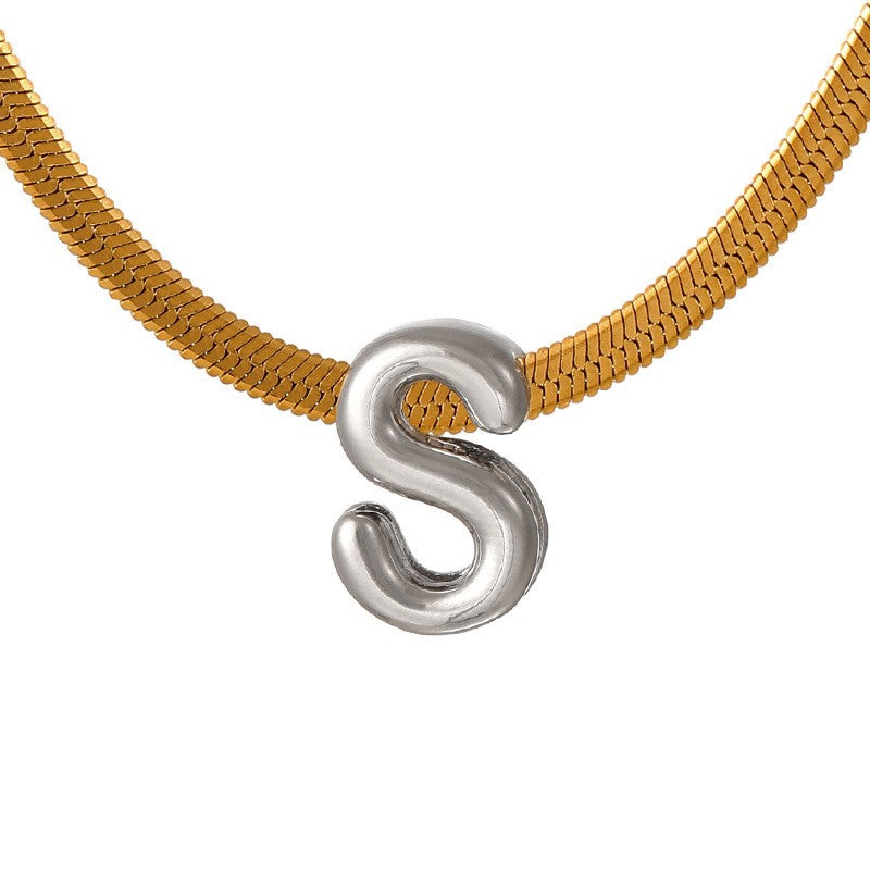 Dainty Letter Initial Snake Chain Necklace
