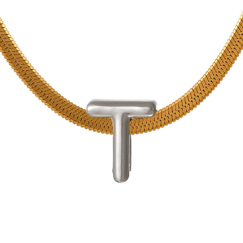 Dainty Letter Initial Snake Chain Necklace