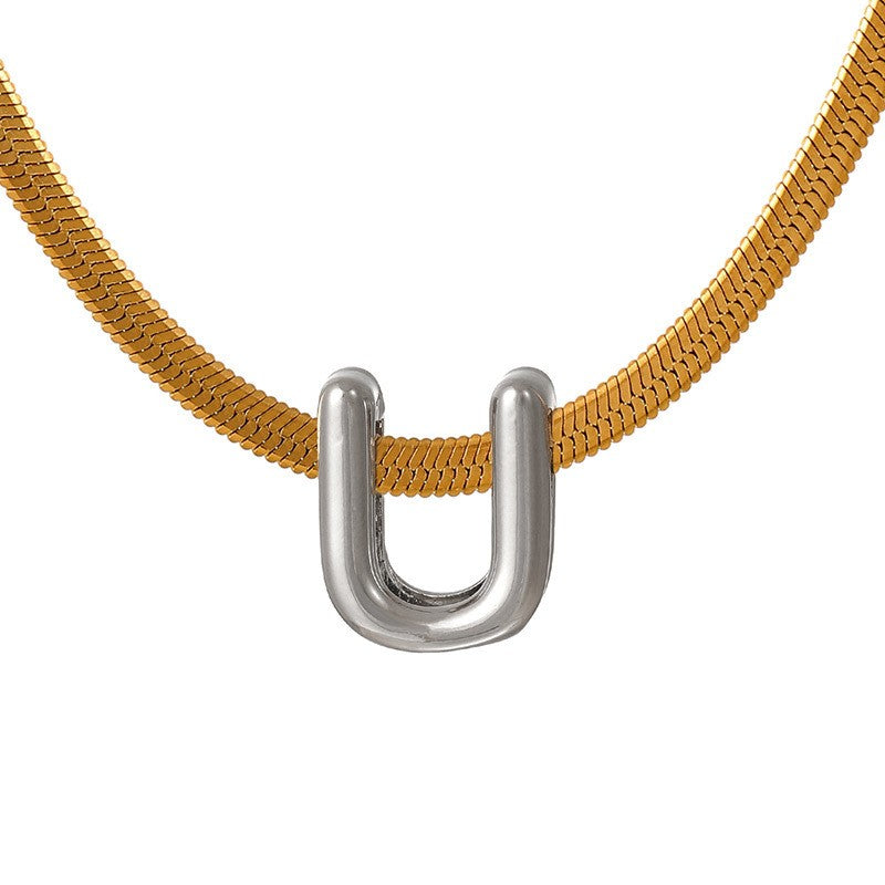 Dainty Letter Initial Snake Chain Necklace