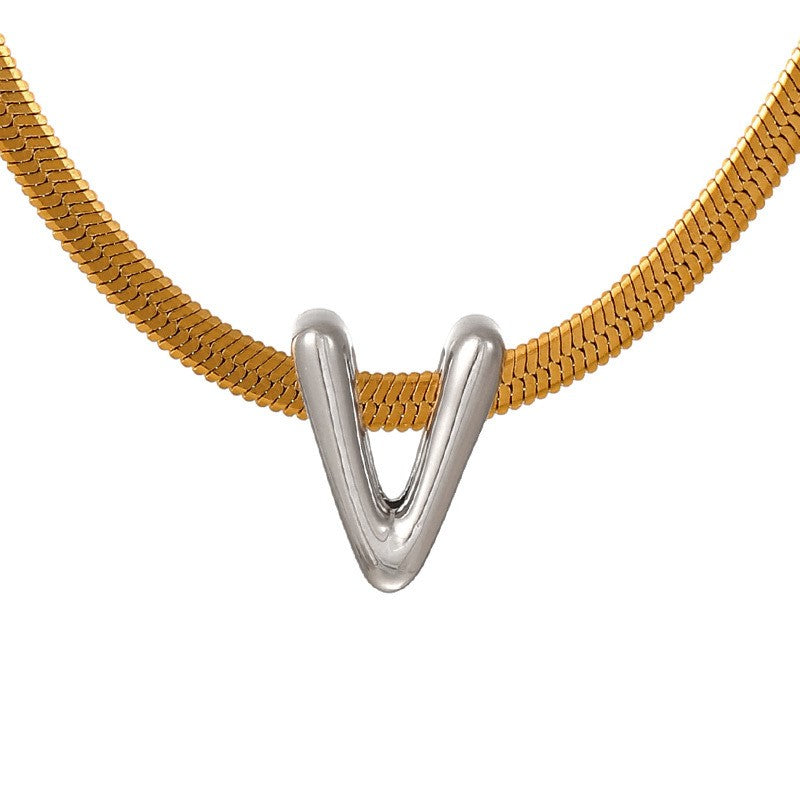 Dainty Letter Initial Snake Chain Necklace