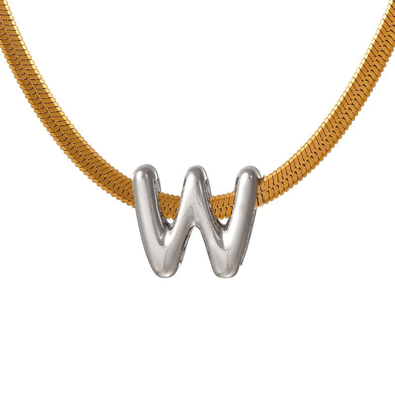 Dainty Letter Initial Snake Chain Necklace