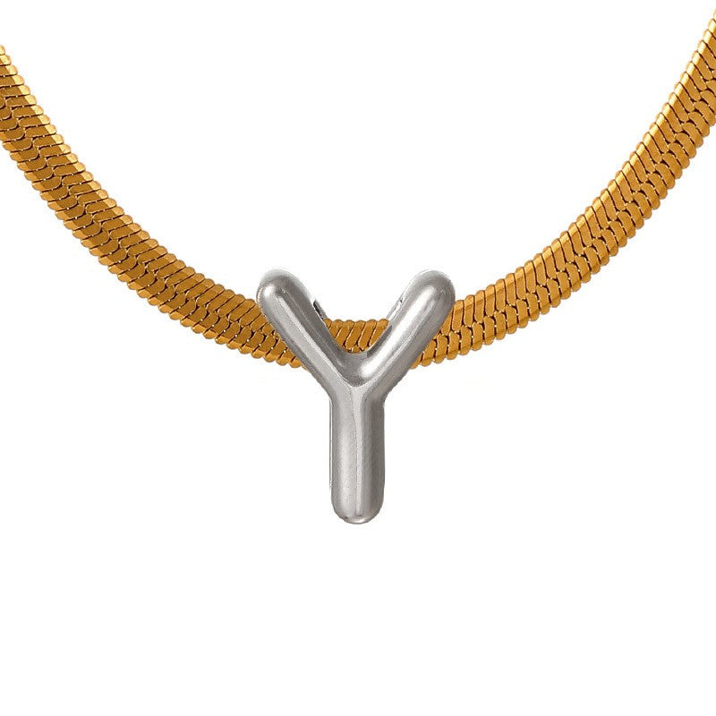 Dainty Letter Initial Snake Chain Necklace