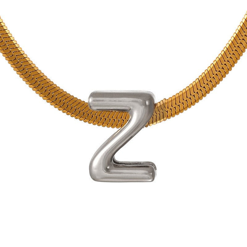 Dainty Letter Initial Snake Chain Necklace
