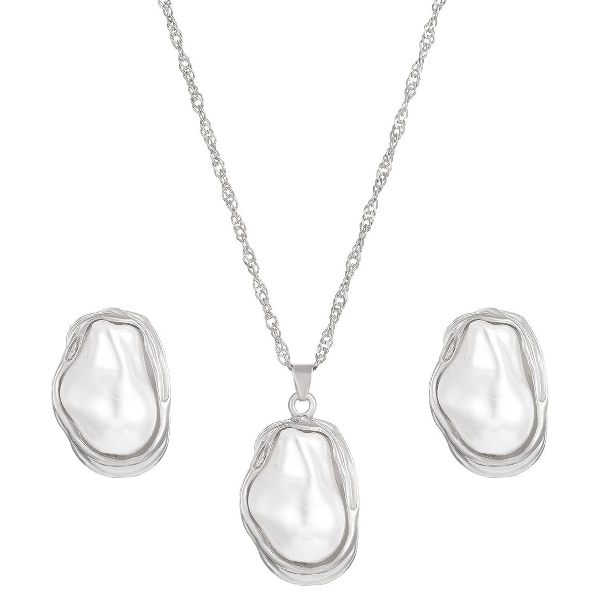 Classy Irregular Faux Pearl Necklace, Bracelet & Earring Set