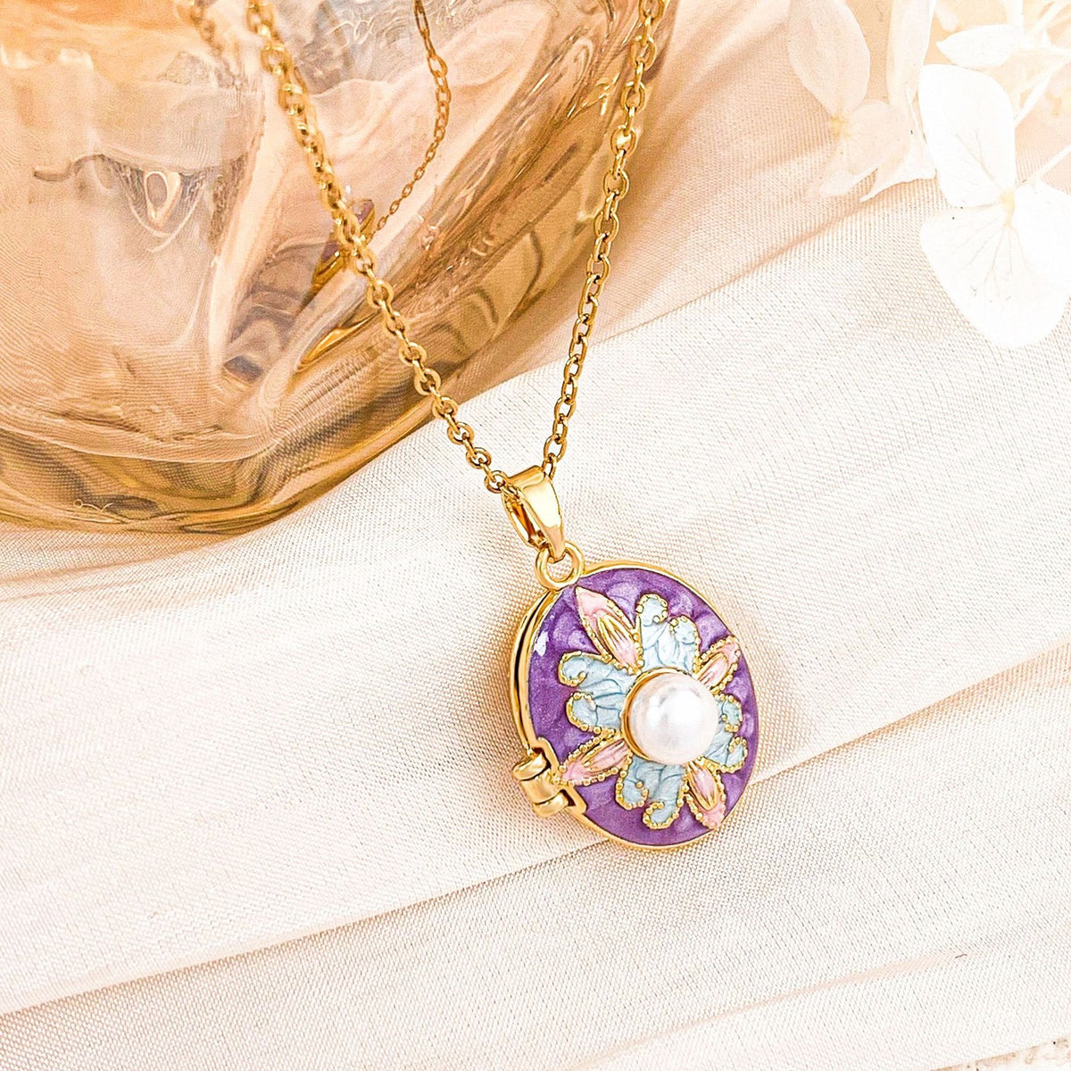 Romantic Enamel Butterfly Photo Locket Necklace