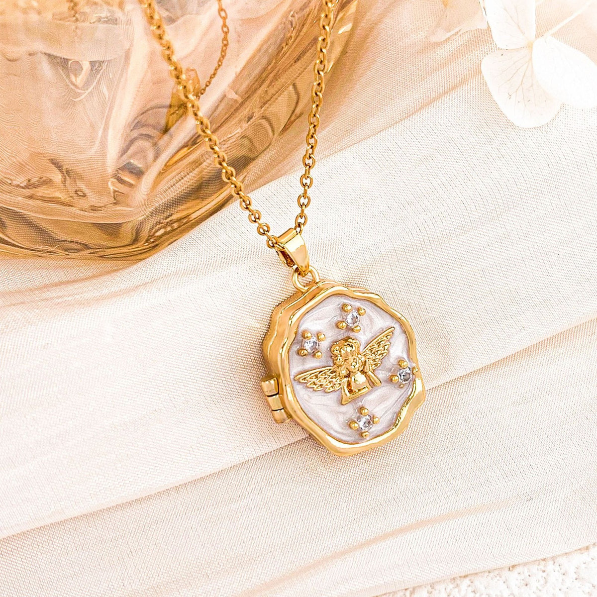 Romantic Enamel Butterfly Photo Locket Necklace