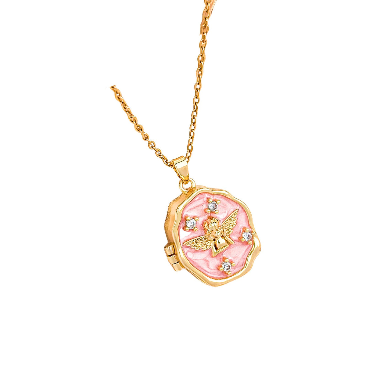 Romantic Enamel Butterfly Photo Locket Necklace