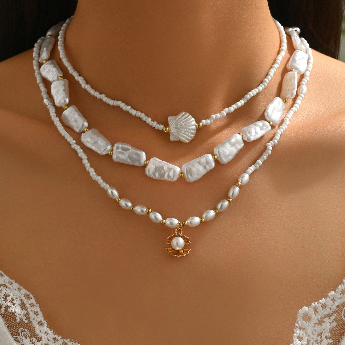 Boho Layered Beaded Bow Necklace