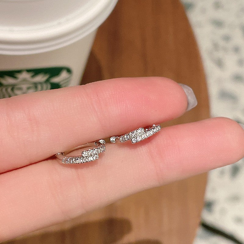 Dainty Geometric Zirconia Huggie Earrings