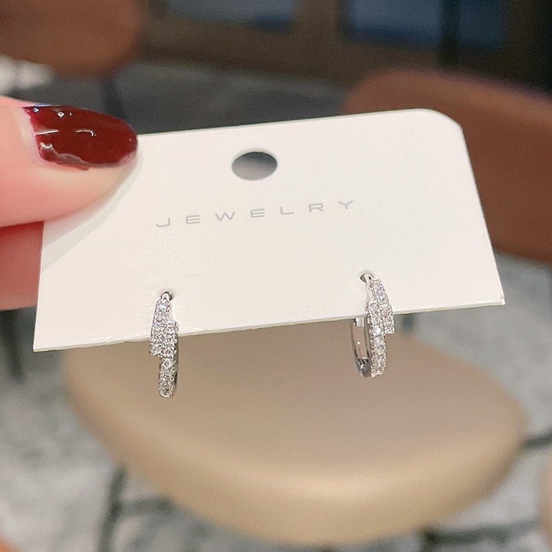 Dainty Geometric Zirconia Huggie Earrings