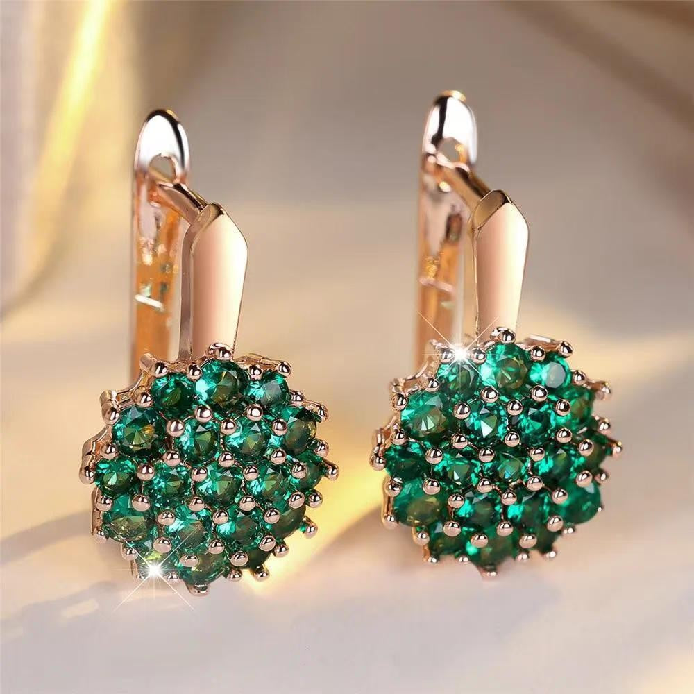 Classy Fuchsia Rhinestone Ball Earrings