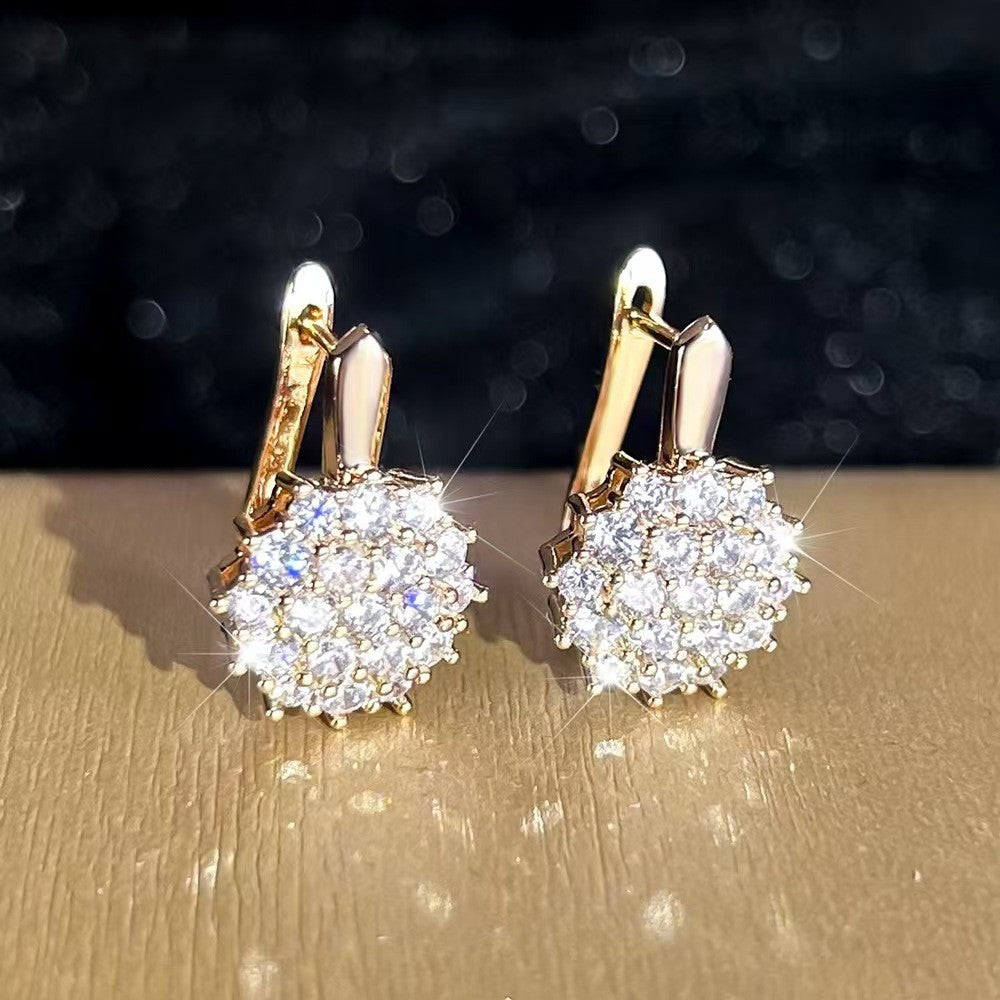 Classy Fuchsia Rhinestone Ball Earrings