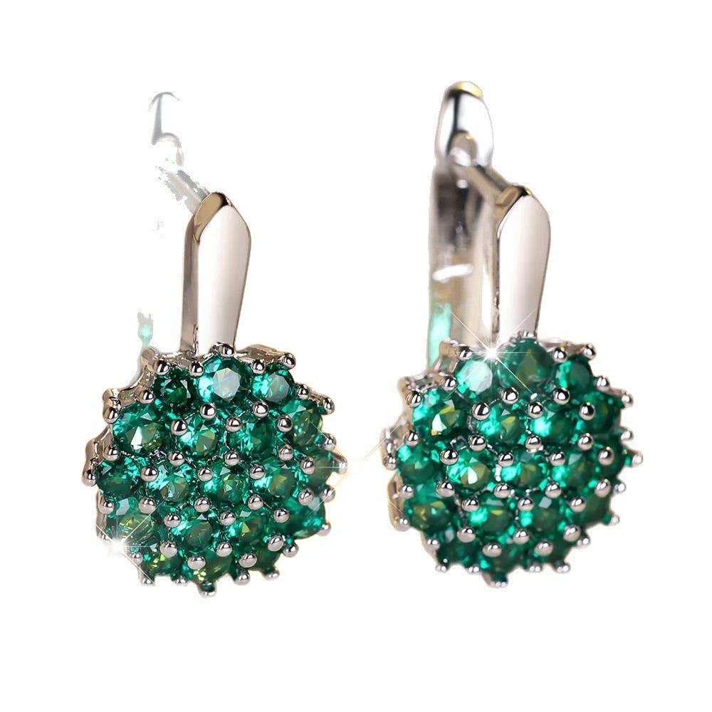 Classy Fuchsia Rhinestone Ball Earrings