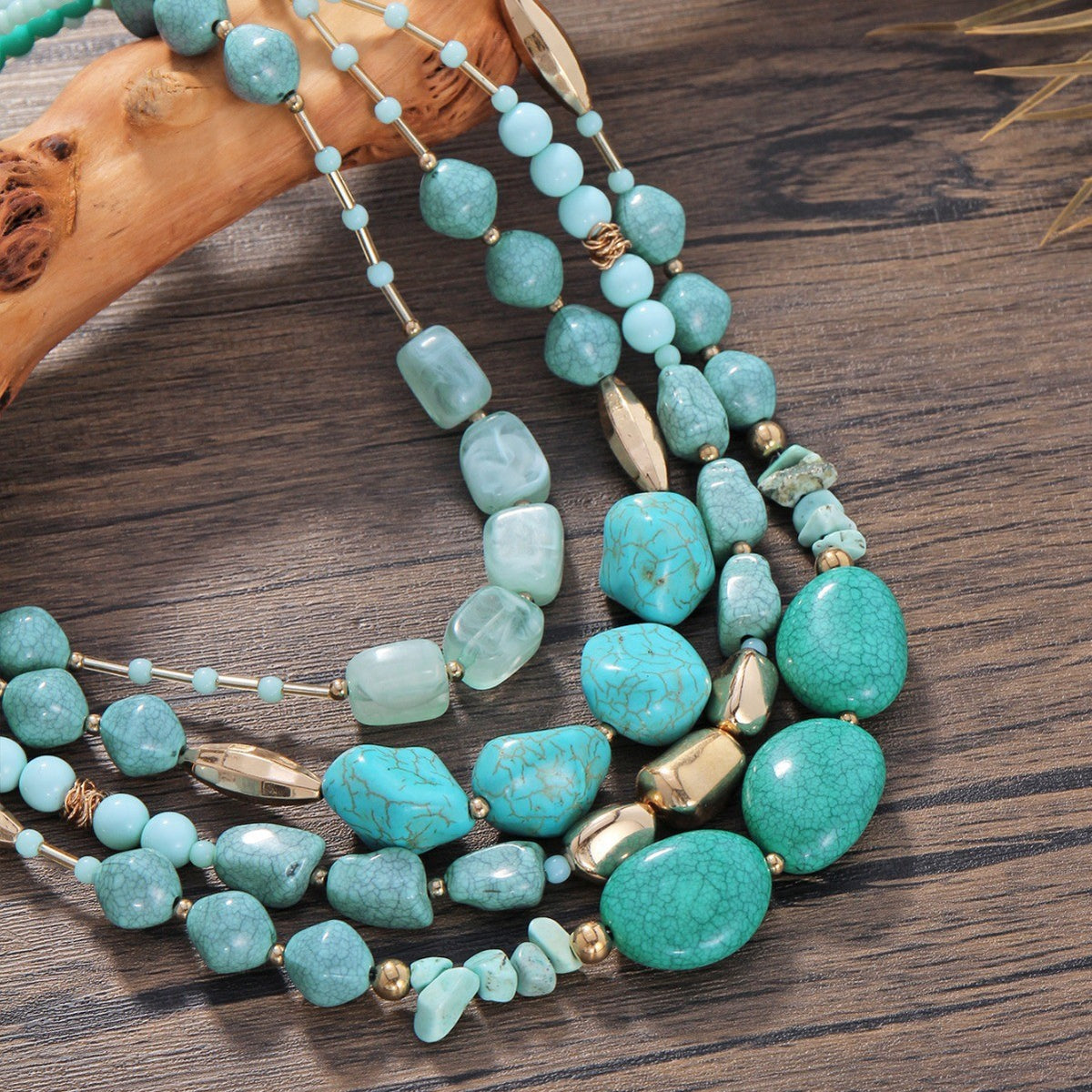 Boho Multi-Strand Turquoise Stone Necklace